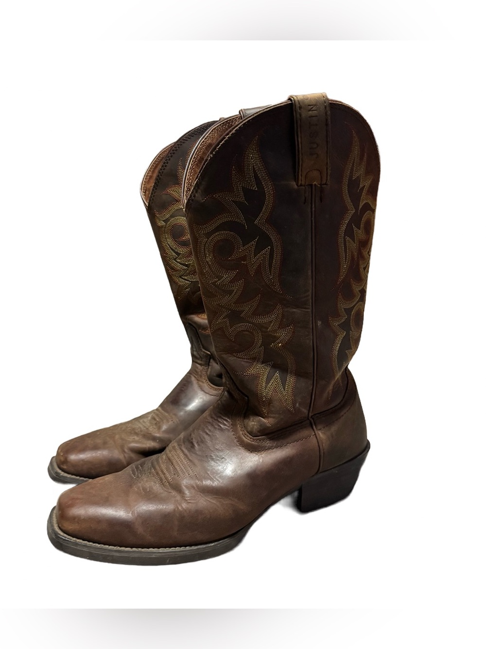 Justin Boots 2551 Stampede Collection Leather Cowboy Men's 11 D Brown Western